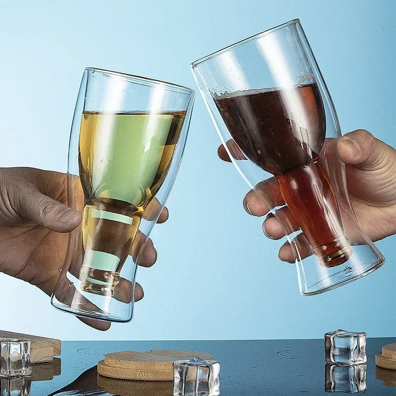 Wine Beer Spirits - Creative cocktail wineglass mug Double wall