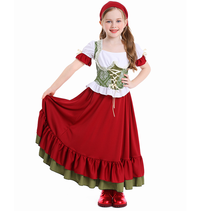 Wine Beer Europe - Oktoberfest Kids Costume Bavarian Farm Girl