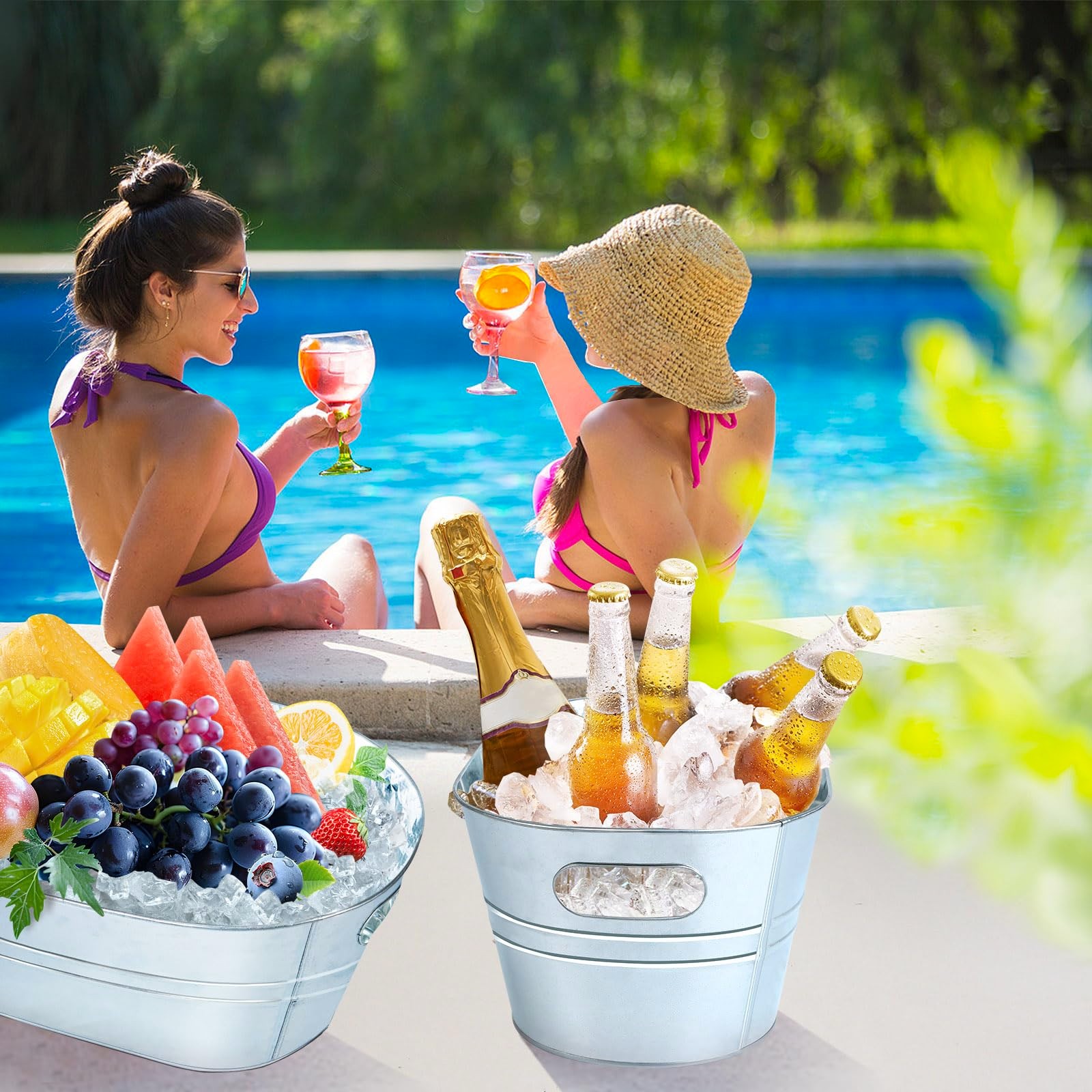 Galvanized Metal Ice Buckets W - огляд і ціна Wine Beer Cocktail