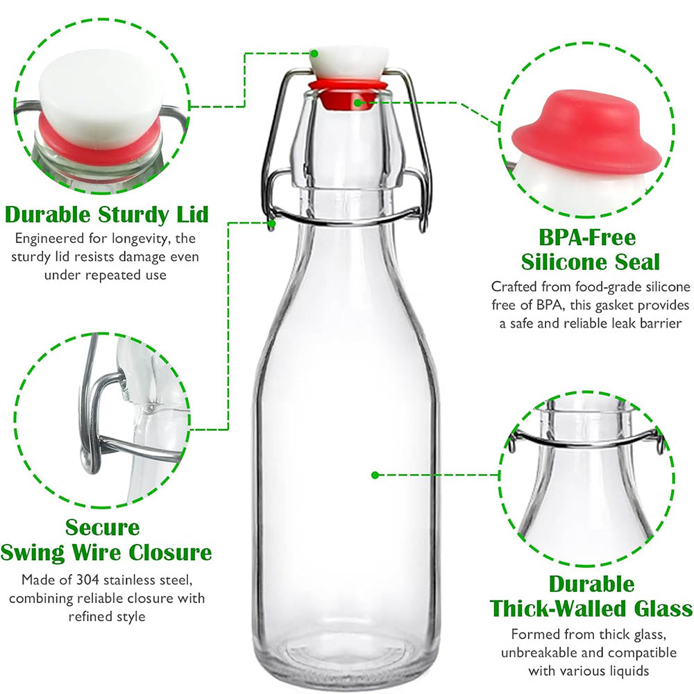 Swing Top Glass Bottles 8.5oz, - огляд і ціна Wine Beer Spirits